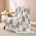 Snuggle Sac Checkered Blanket Grey Throw Blanket - Cozy Reversible
