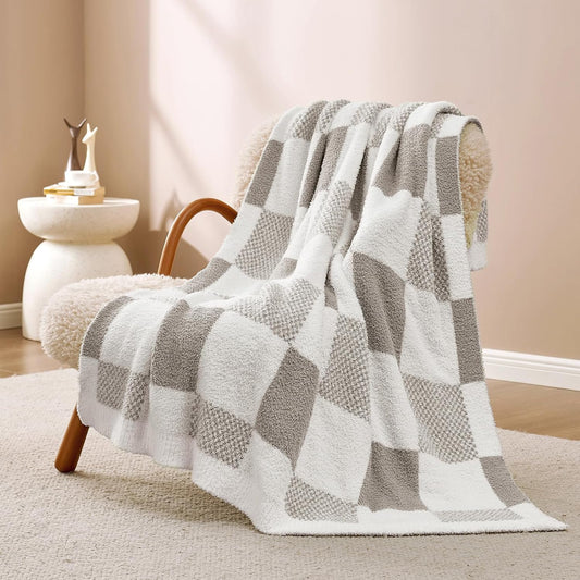 Snuggle Sac Checkered Blanket - Cozy Microfiber Throw for Comfort