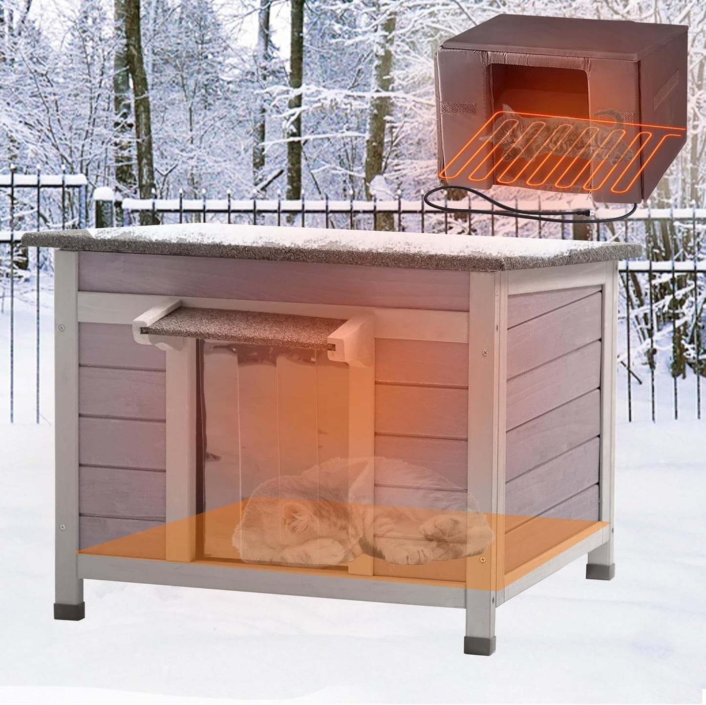GUTINNEEN Heated Cat House for Outside - Insulated Shelter