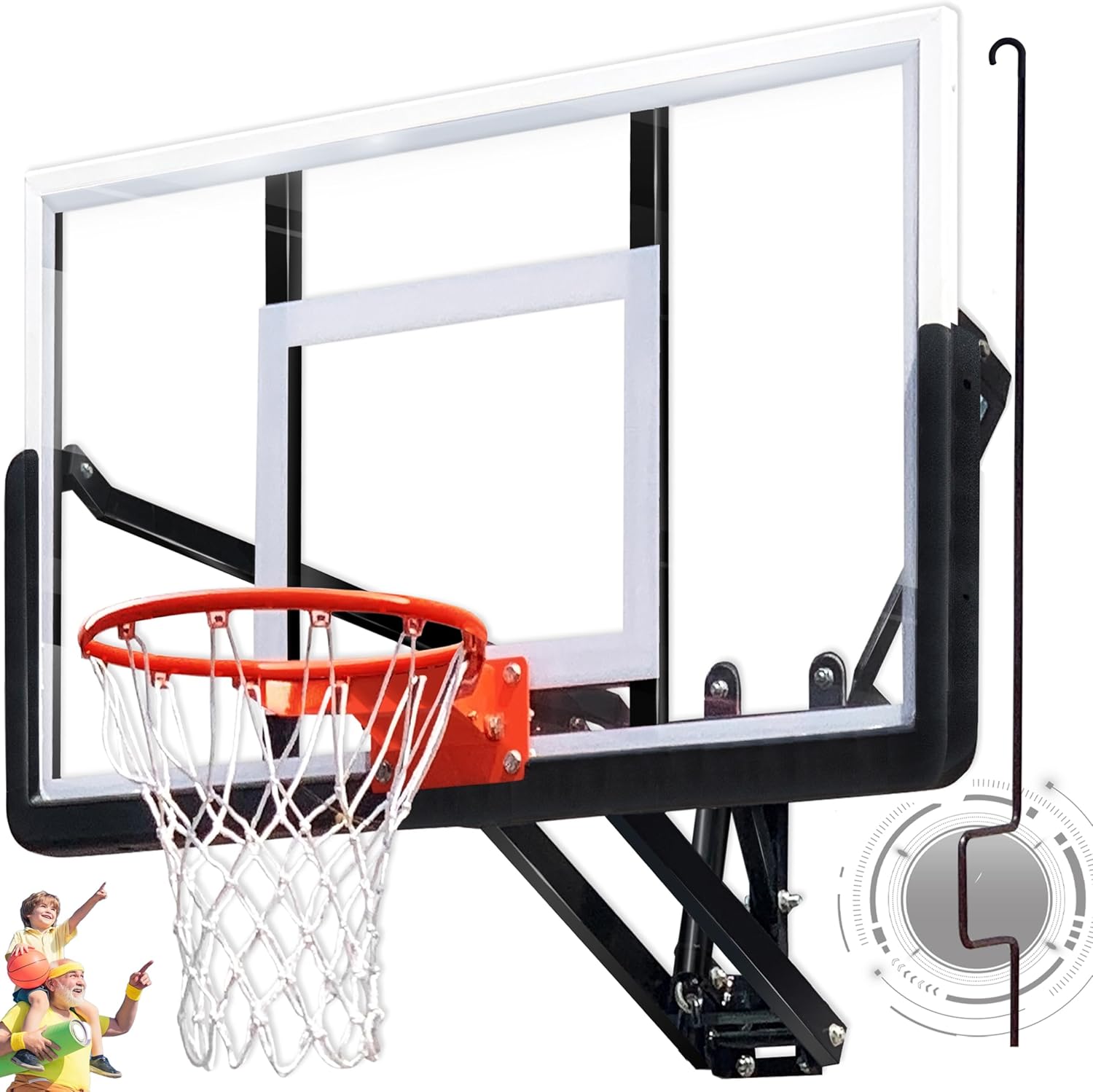 54.5 Wall Mounted Basketball Hoop Adjustable Height for All