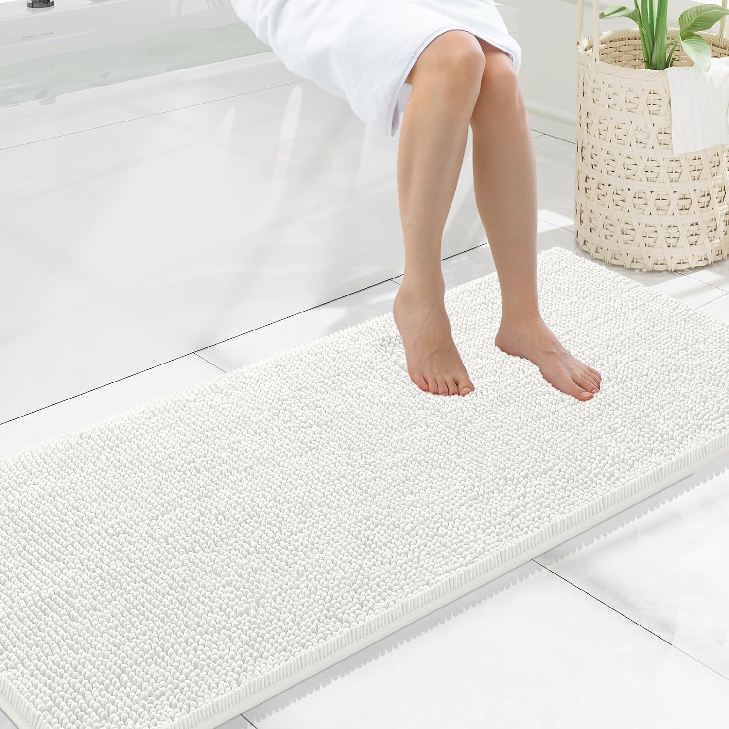 Smiry Luxury Chenille Bathroom Rugs - Soft & Absorbent