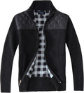 Men's Knitted Regular Fit Full Zip Cardigan Sweater - Warm Lined