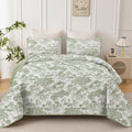Botanical Quilt Set Twin Size Sage Green - Lightweight Reversible