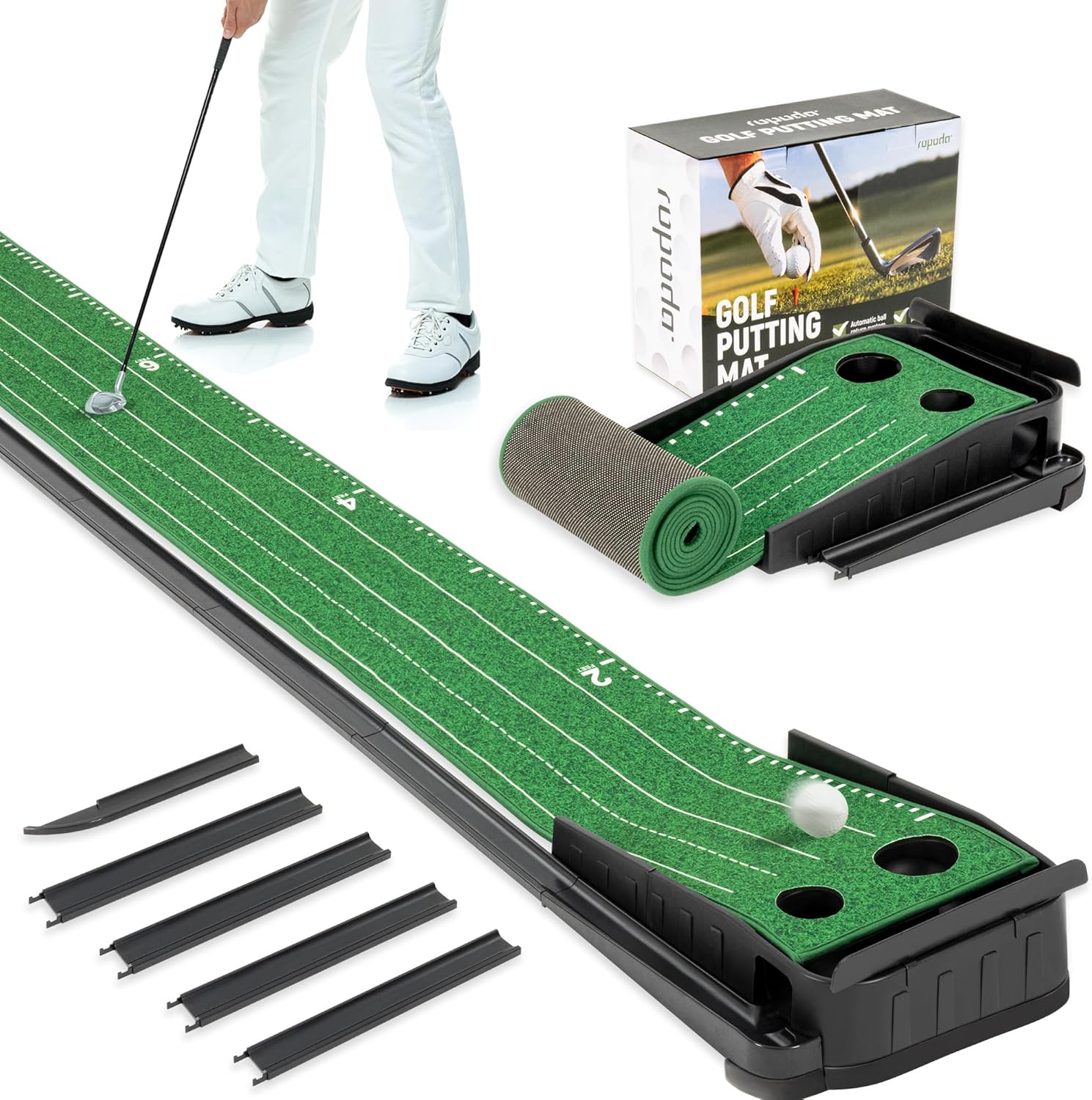 Portable 9ft Golf Putting Green - Auto Ball Return