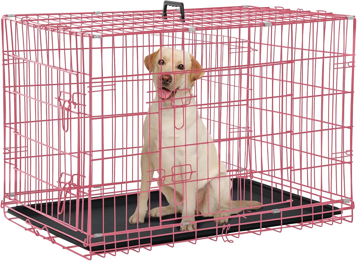 Portable Foldable Dog Crate with Double Doors for Pets