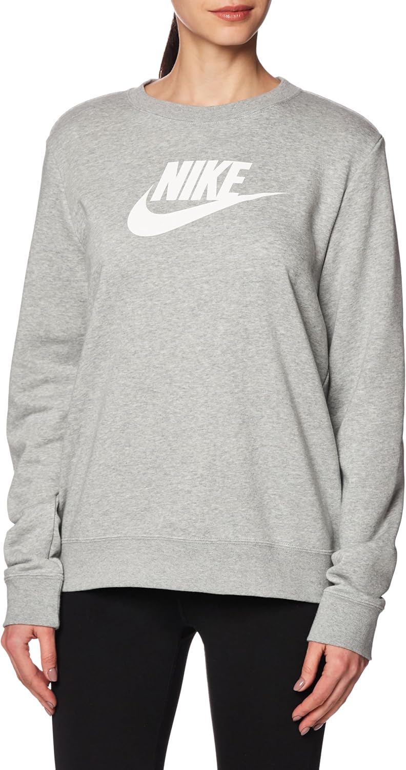 Nike Women's Cozy Logo Crew Sweatshirt - Dark Grey