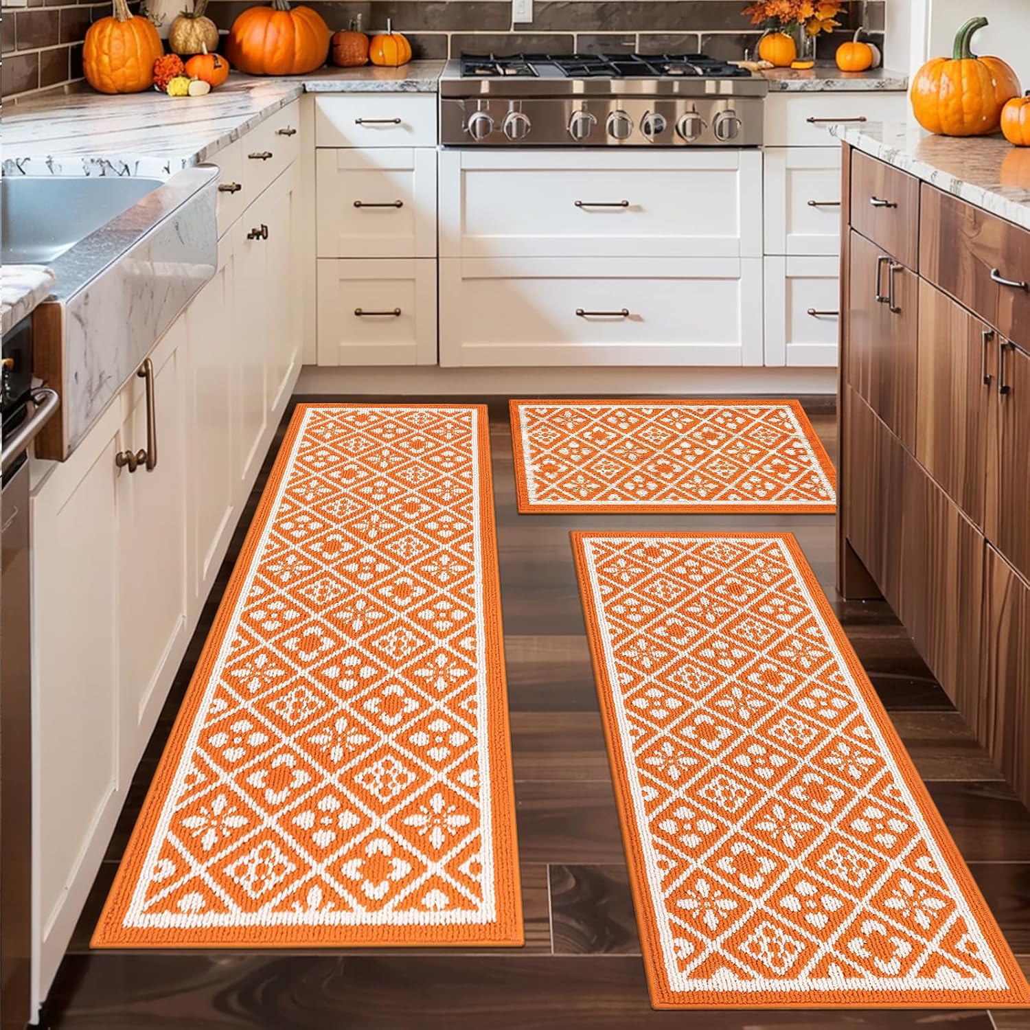Ileading Fall Kitchen Rugs Set of 3 for Autumn Home Decor
