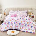 Full Size Comforter Set for Girls Kids - Pink Heart 8-Piece Bedding