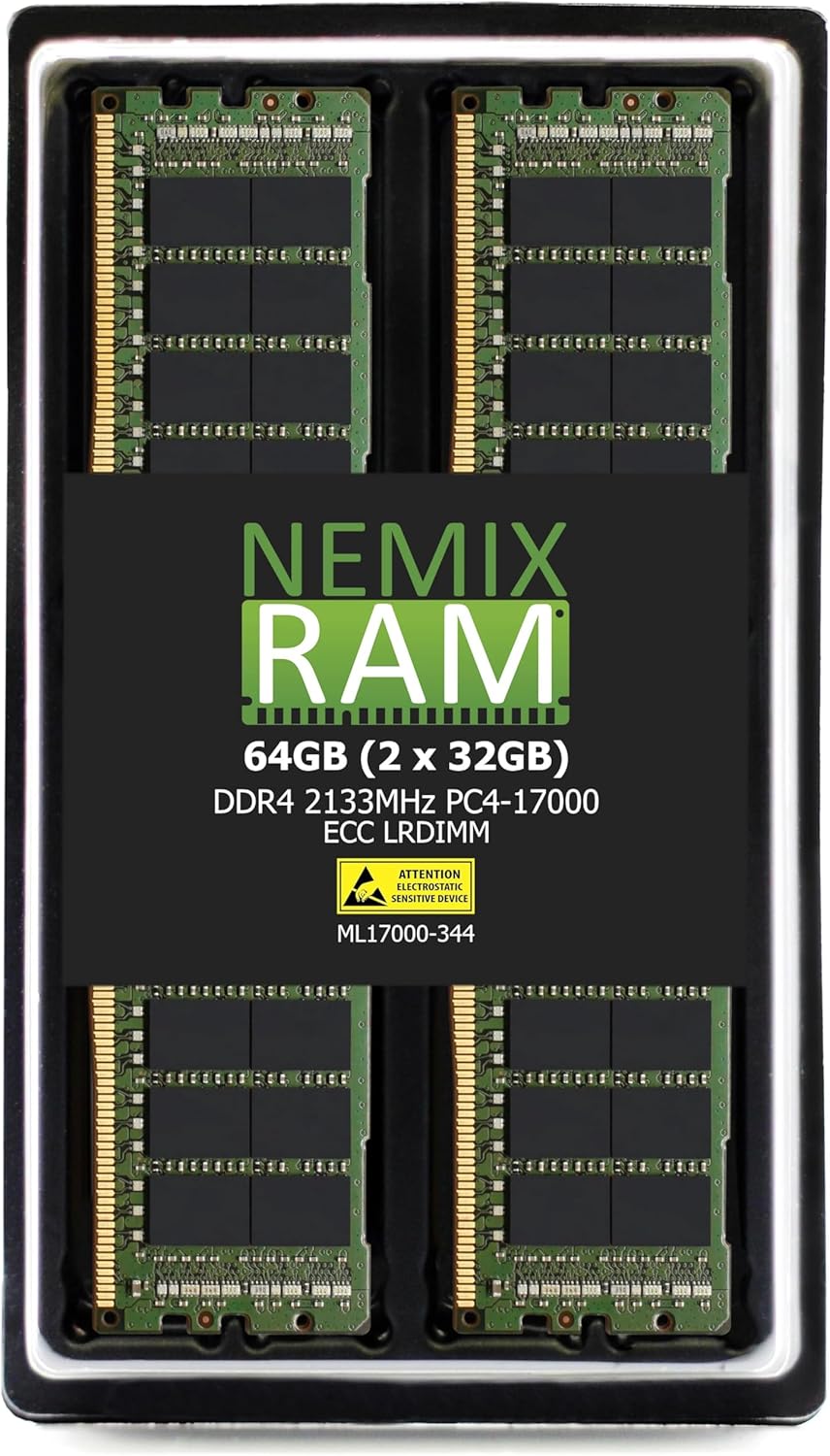 NEMIX RAM 64GB DDR4 2133MHZ PC4-17000 ECC LRDIMM Memory Kit