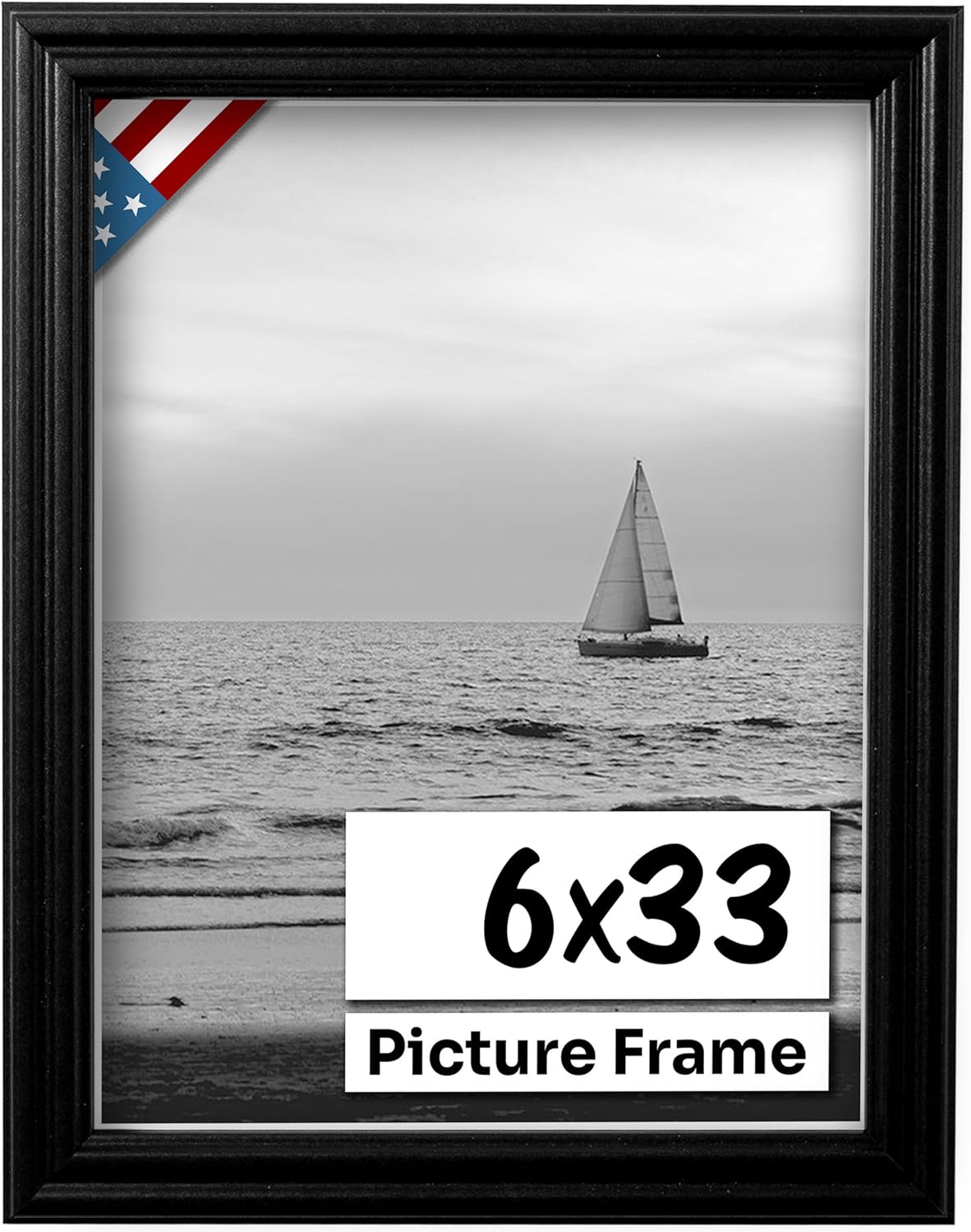 Black 6x33 Picture Frame - Handmade Solid Wood Wall Decor