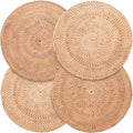4-Pack Rattan Placemats 13-inch Round - Woven Natural Table Mats