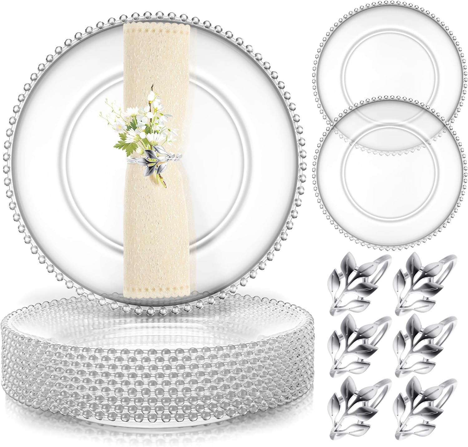 Bokon 12 Set Clear Charger Plates for Elegant Table Decor