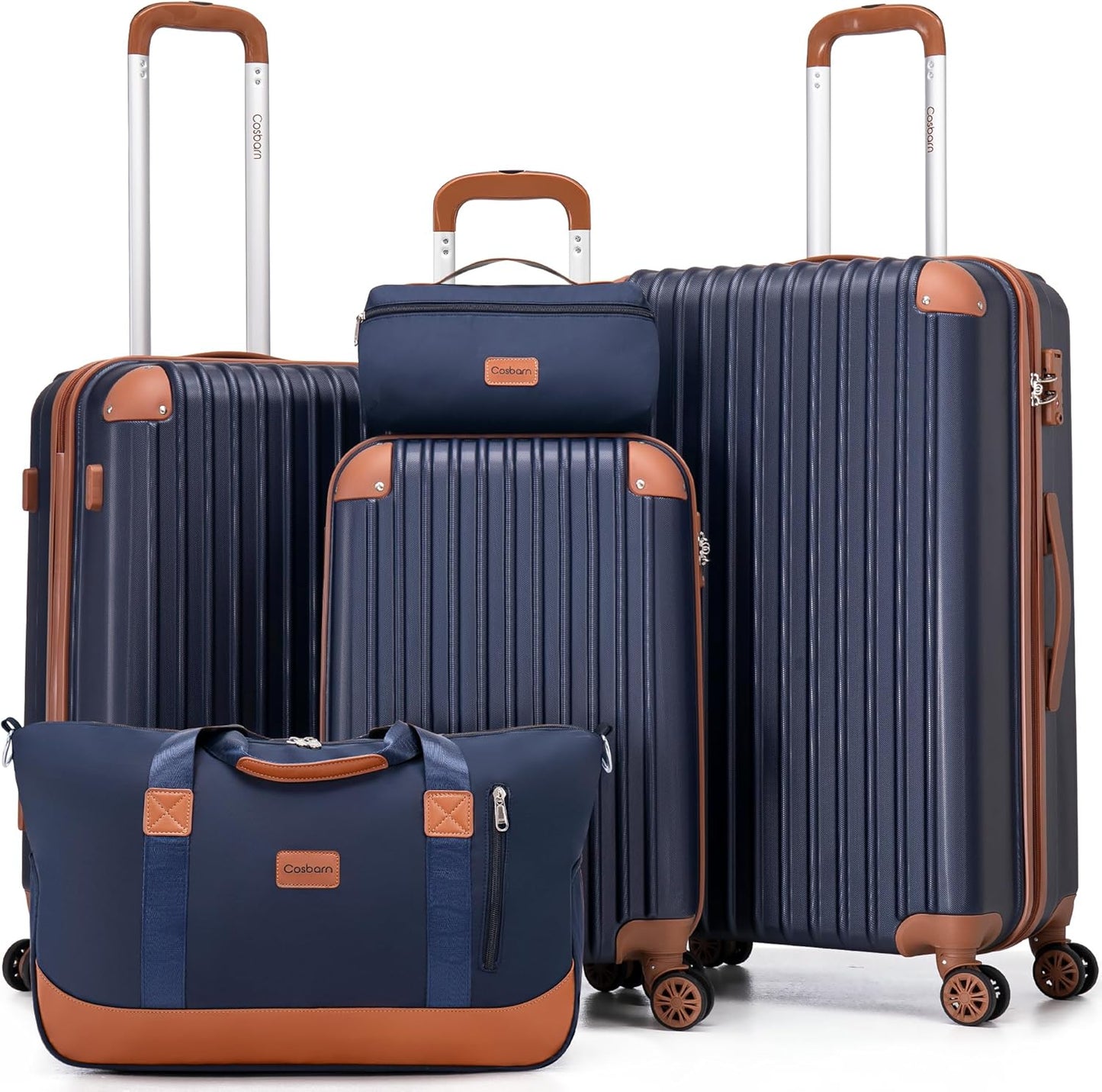 5 Piece Luggage Set with Wheels for Effortless Travel