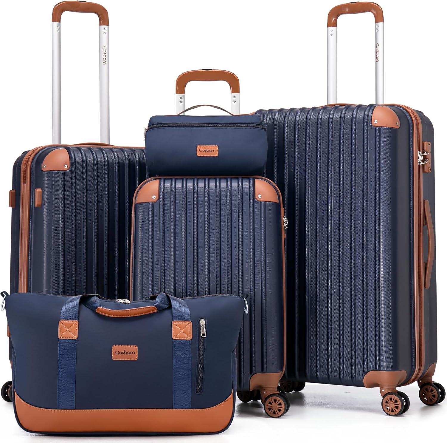 5 Piece Luggage Set with Wheels for Effortless Travel
