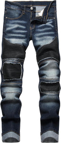 Fashionable Biker Moto Jeans for Men by XIMXIMMTIAN in Slim Fit