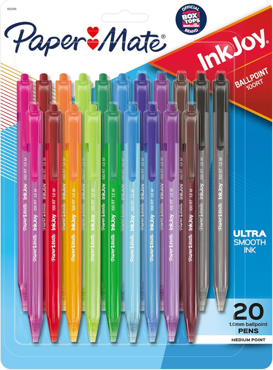 Smooth Writing: Paper Mate InkJoy 100RT Pens, Assorted Colors, 20 Pack