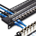 24 Port RJ45 Patch Panel Cat7 STP Feed Through - Easy Install Patch