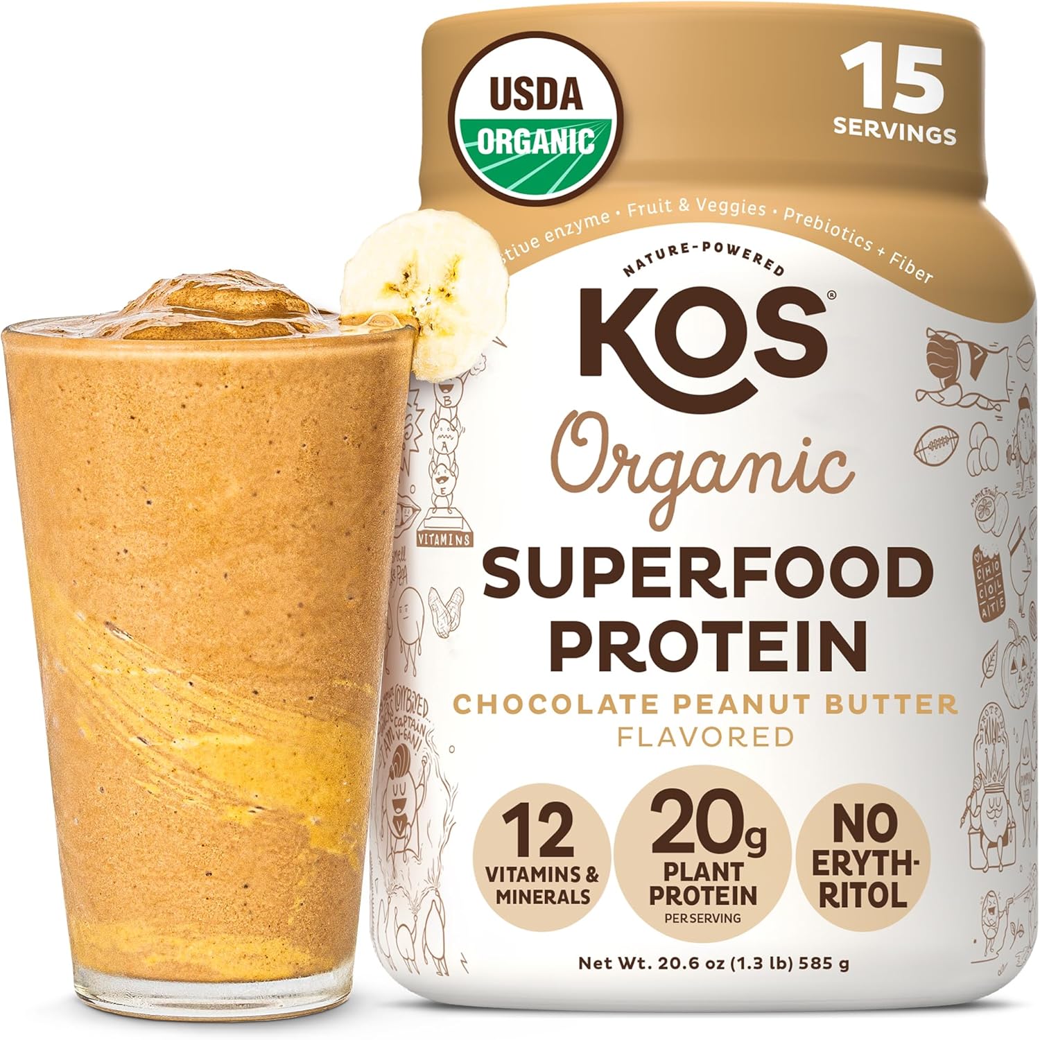 KOS Organic Plant Based Protein Powder - Delicious Vegan Blend