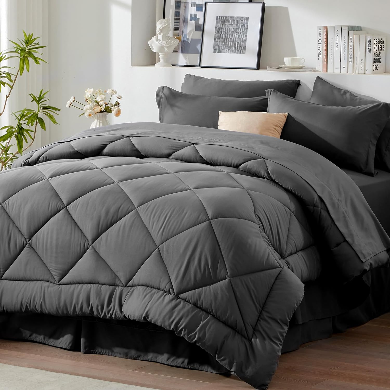 Newspin Twin XL Comforter Set Dark Grey - All Season Bedding