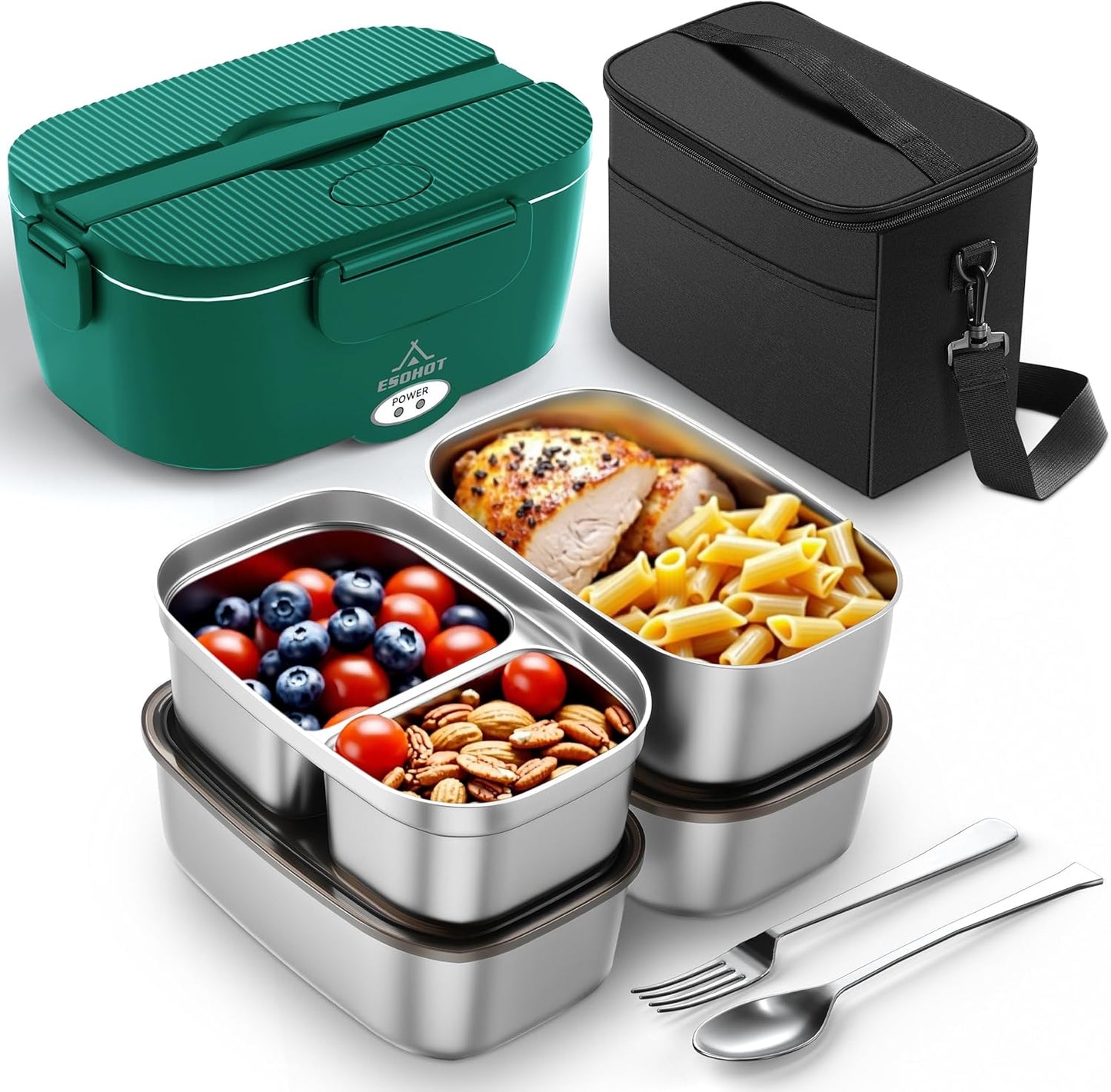 Heated Lunch Box with 1.5L Stainless Steel Container for Work