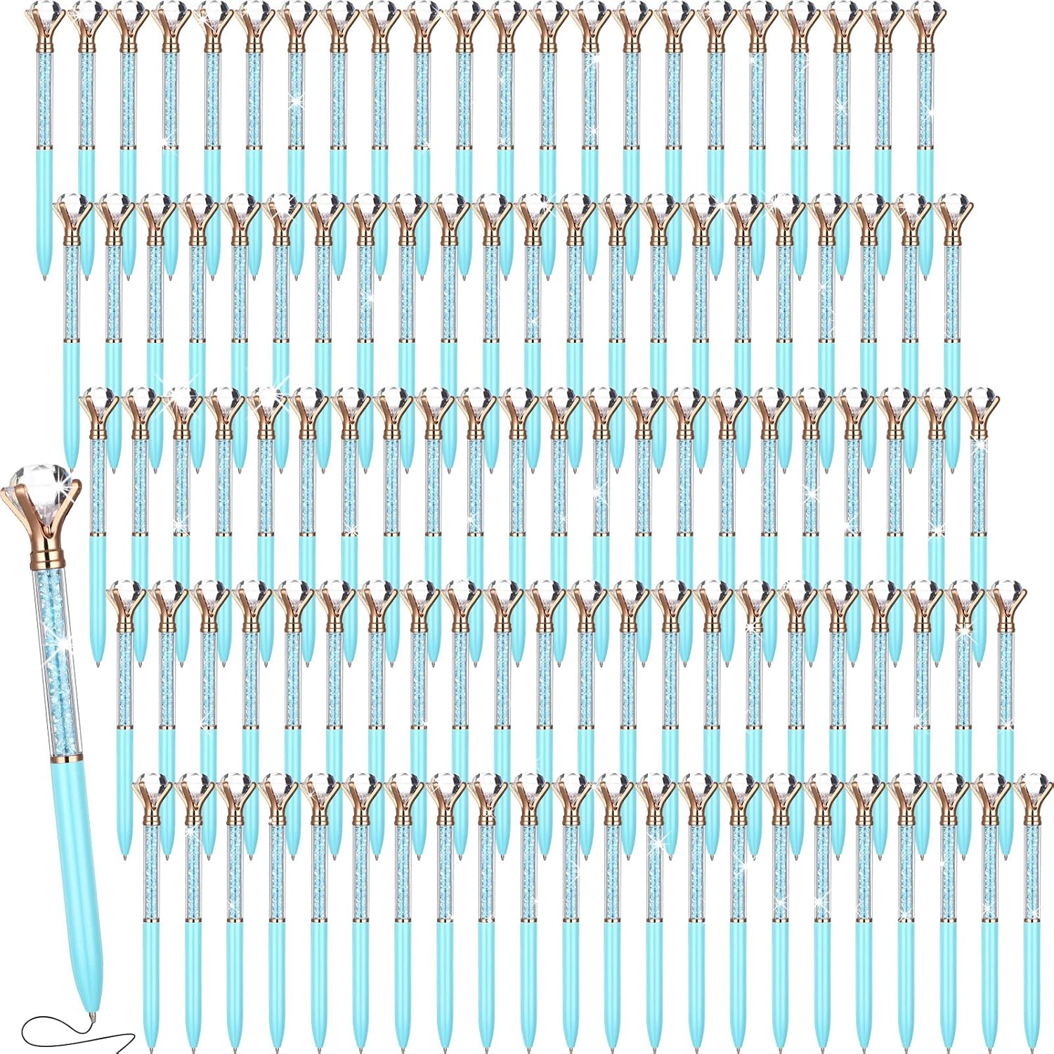 Sherr 100 Pack Big Crystal Diamond Pens for Stylish Writing
