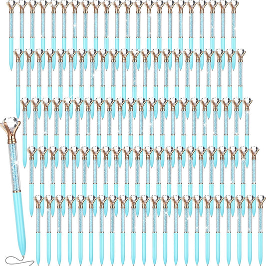 Sherr 100 Pack Big Crystal Diamond Pens for Stylish Writing