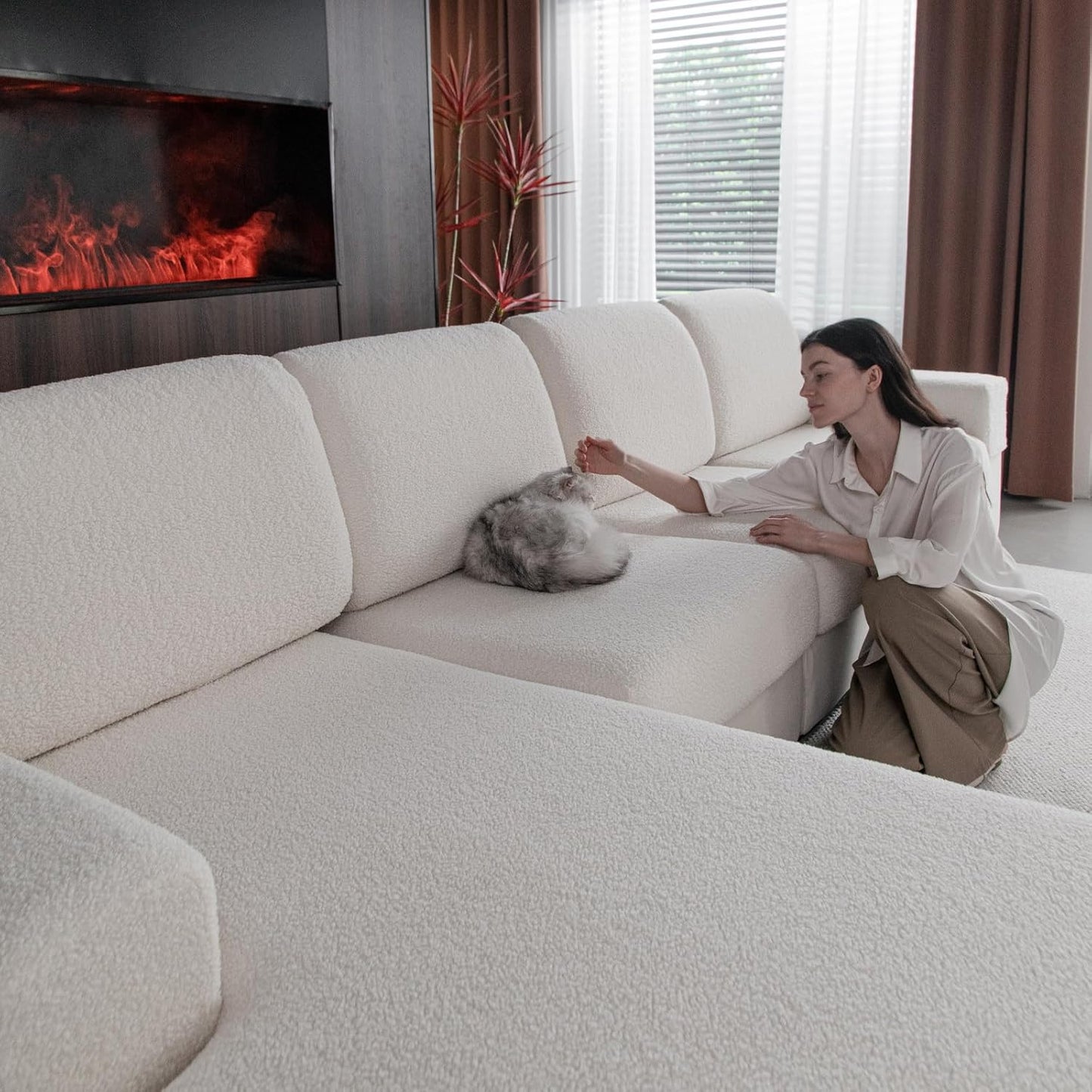 Couch Cushion Covers for Sectional Sofa - Soft and Washable
