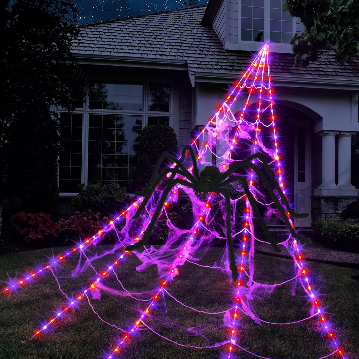 Halloween Spider Web Lights Decoration with 250 LED Lights