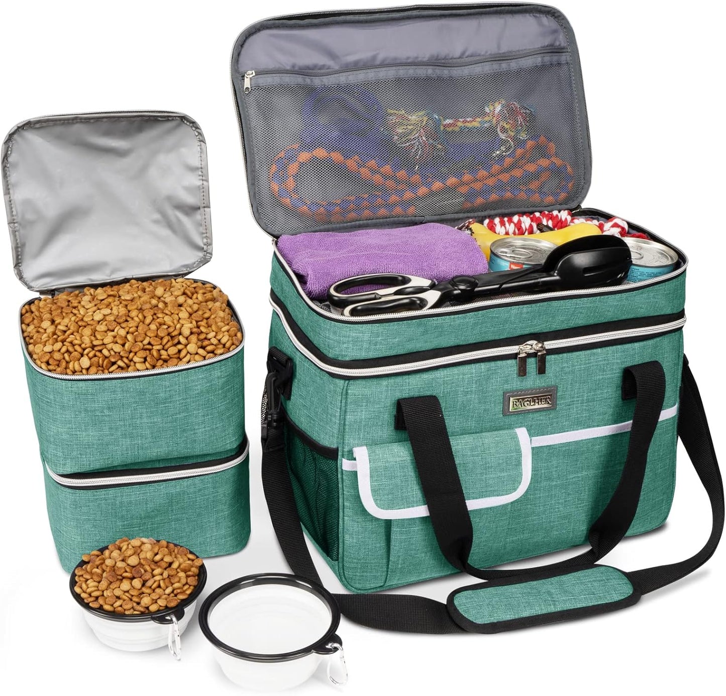 BAGLHER Dog Travel Bag for Supplies - Perfect Pet Organizer Set