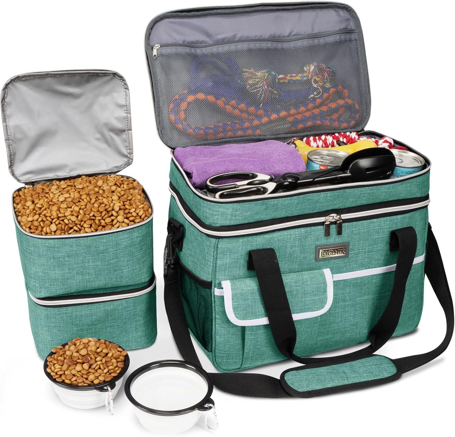 BAGLHER Dog Travel Bag for Supplies - Perfect Pet Organizer Set