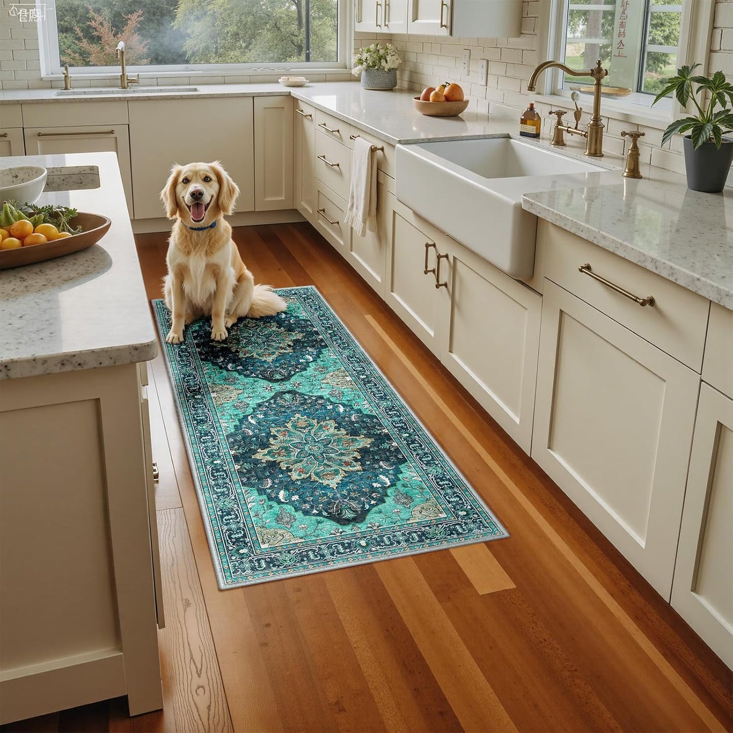 Area Rugs 2ftx6ft Washable Non-Slip Floral Vintage Medallion