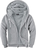Men's Fleece Hooded Zip Up Sweatshirt - Sherpa Lined Winter Coat