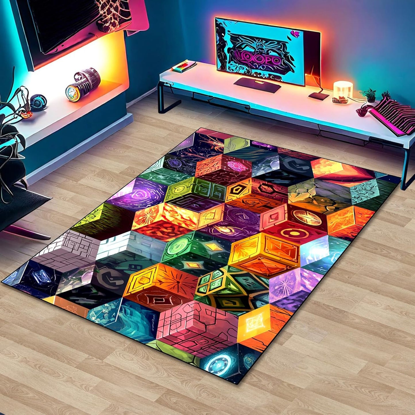 Magic Pixel Game Rug for Boys - Non-Slip Gaming Fun!