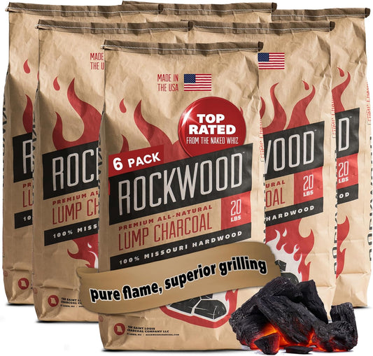 Rockwood Natural Lump Charcoal for High-Heat Grilling & Smoking