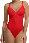 Shapewear Bodysuit for Women V Neck Zip-Up Thong - Tummy Control