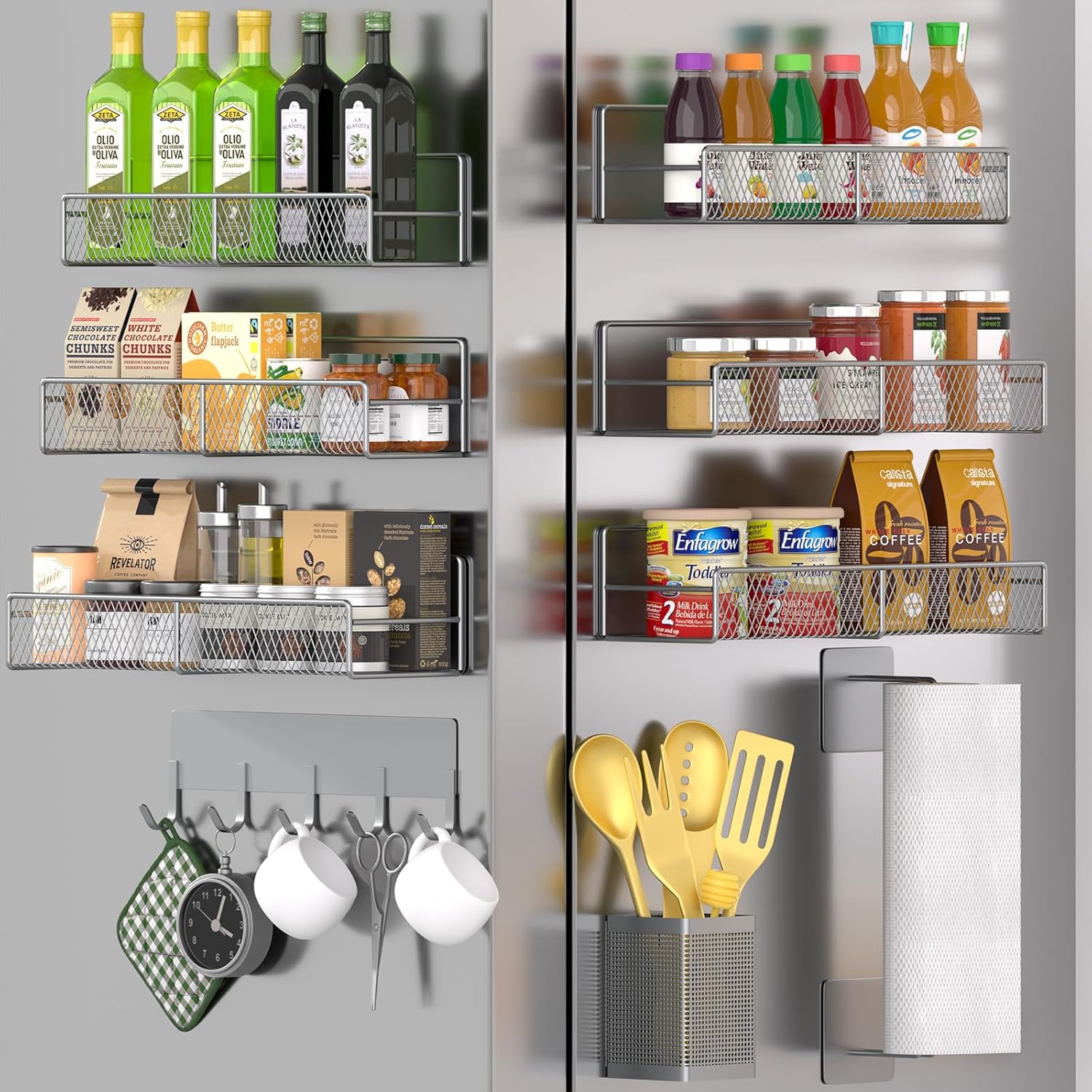 Magnetic Spice Rack for Refrigerator - 10 Pack Metal Organizer