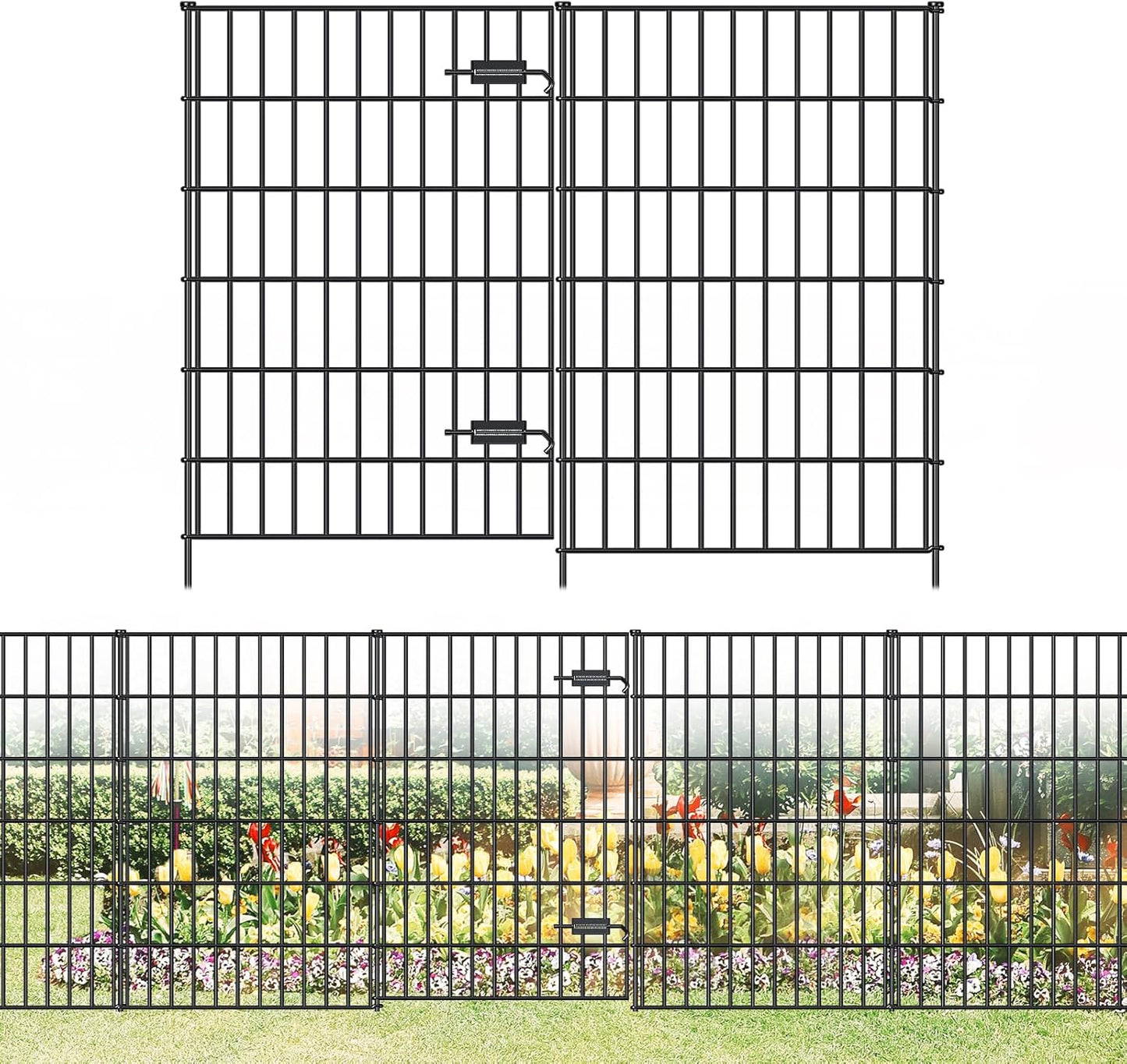 Metal Garden Fence with Gate for Dog and Animal Barrier