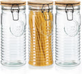 Glass Storage Canister Set of 3 - 56 Oz Mason Jars for Pantry