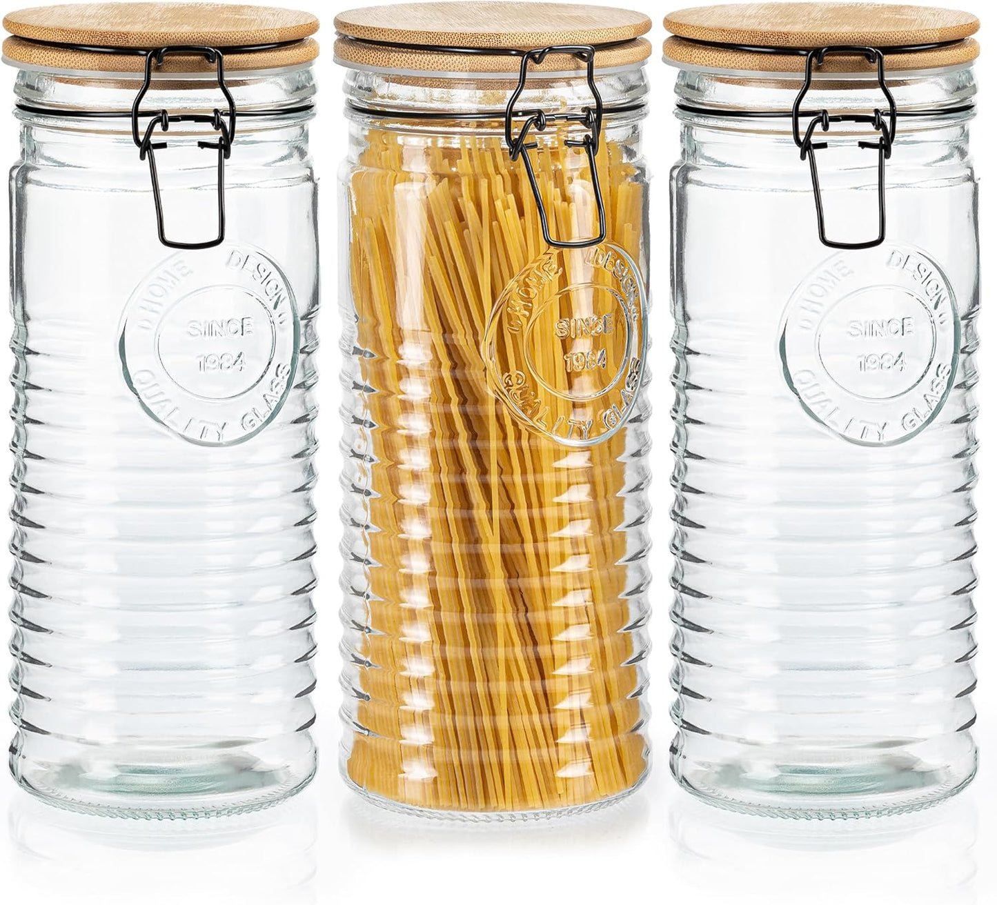 Glass Storage Canister Set for Cereal, Coffee & Rice - 56 Ounce