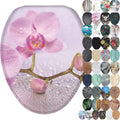 SANILO Wooden Toilet Seat with Soft Close Elongated - Decorative