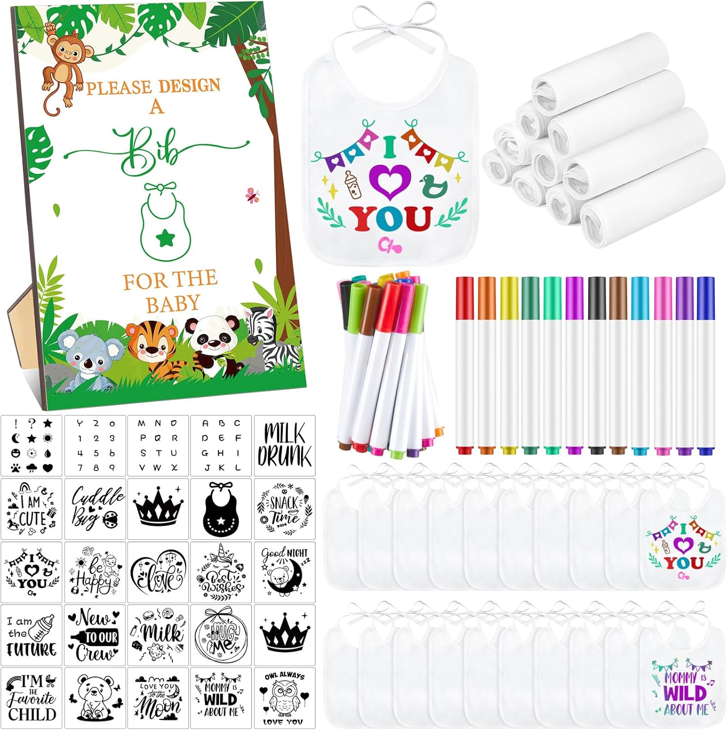 DIY Baby Bibs Decorating Kit for Fun Baby Showers and Parties