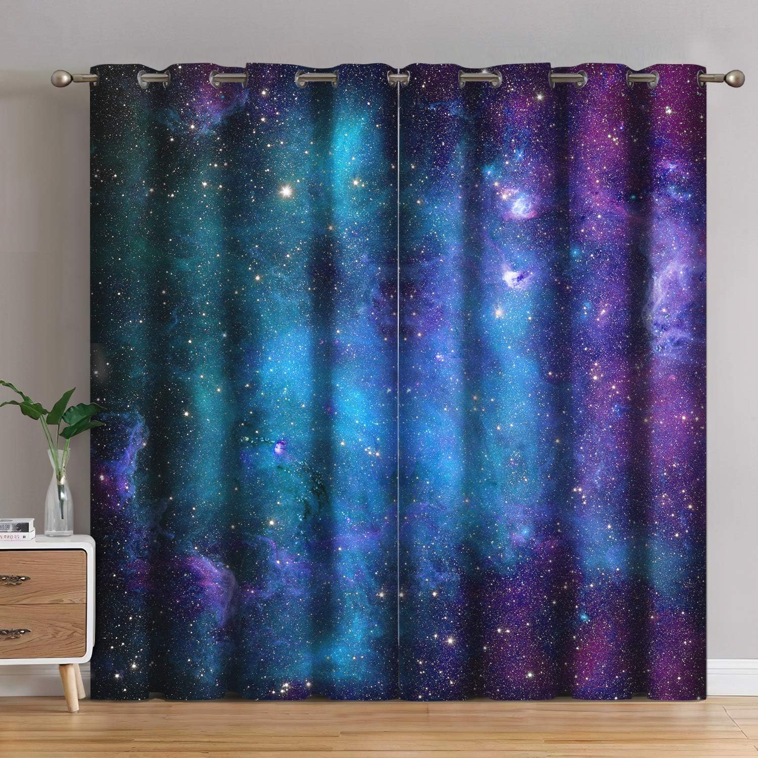 Jekeno Galaxy Blackout Curtains for Outer Space Decor 52x84