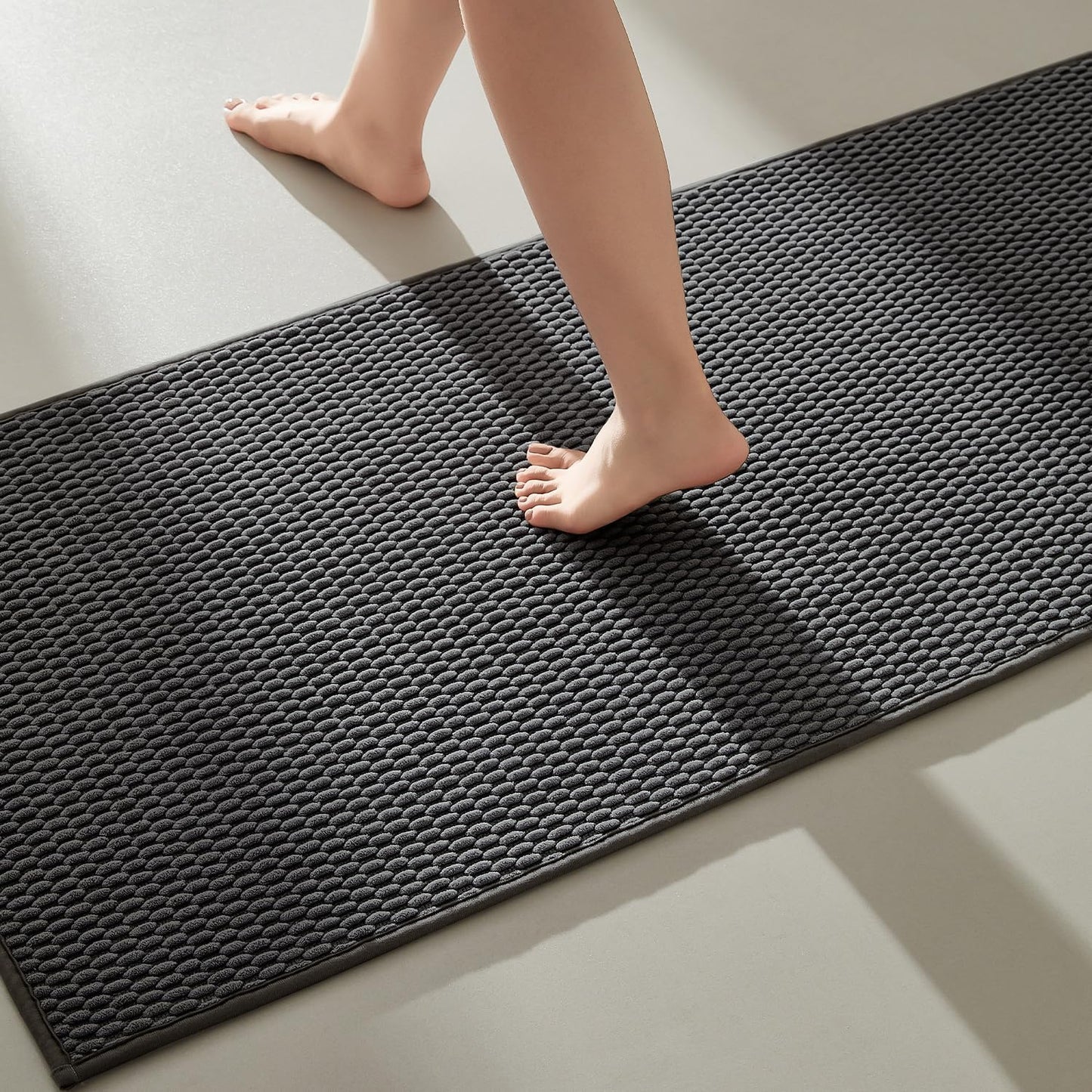 Bathroom Runner Rugs, Quick Dry Non Slip Dark Grey 16x60
