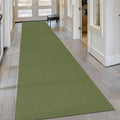 Extra Long Hallway Runner 3x16 ft Olive Green - Low-Profile Cotton Rug