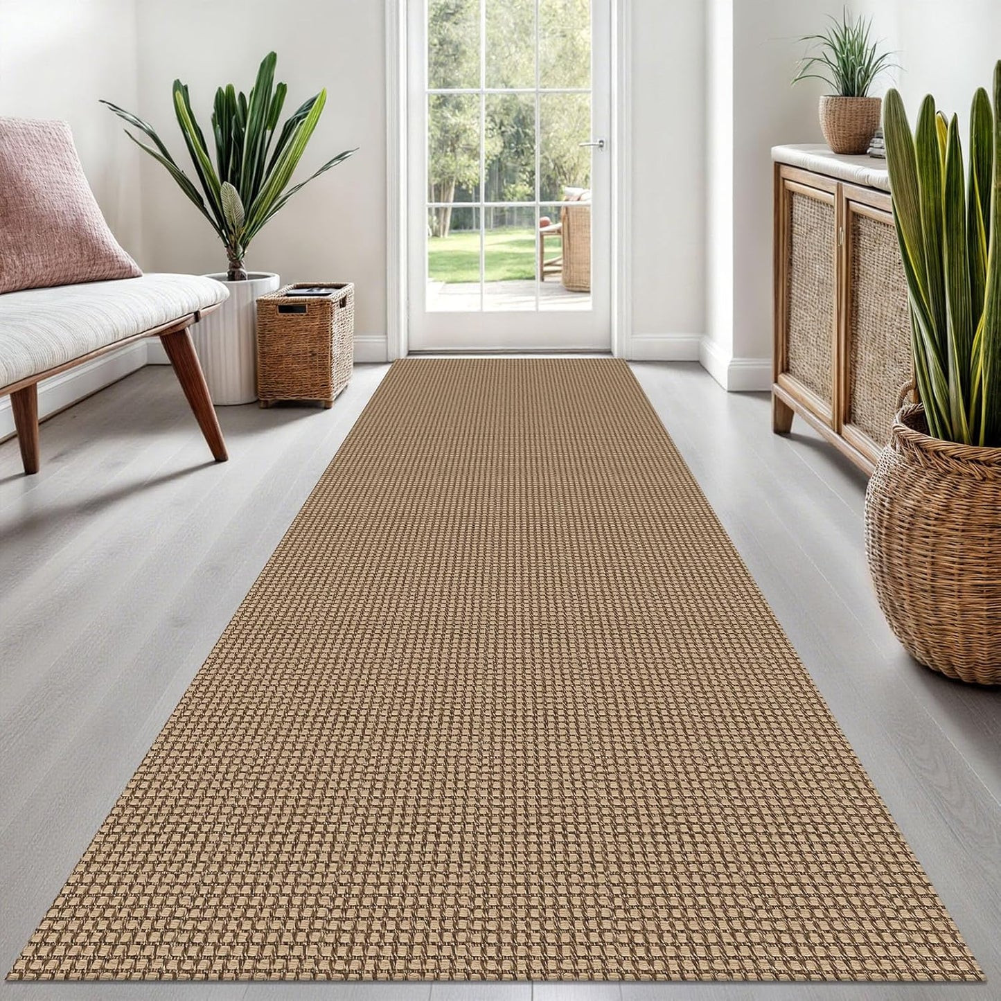 Woven Runner Rug 3x8 Ft Non Slip for Hallways and Kitchens