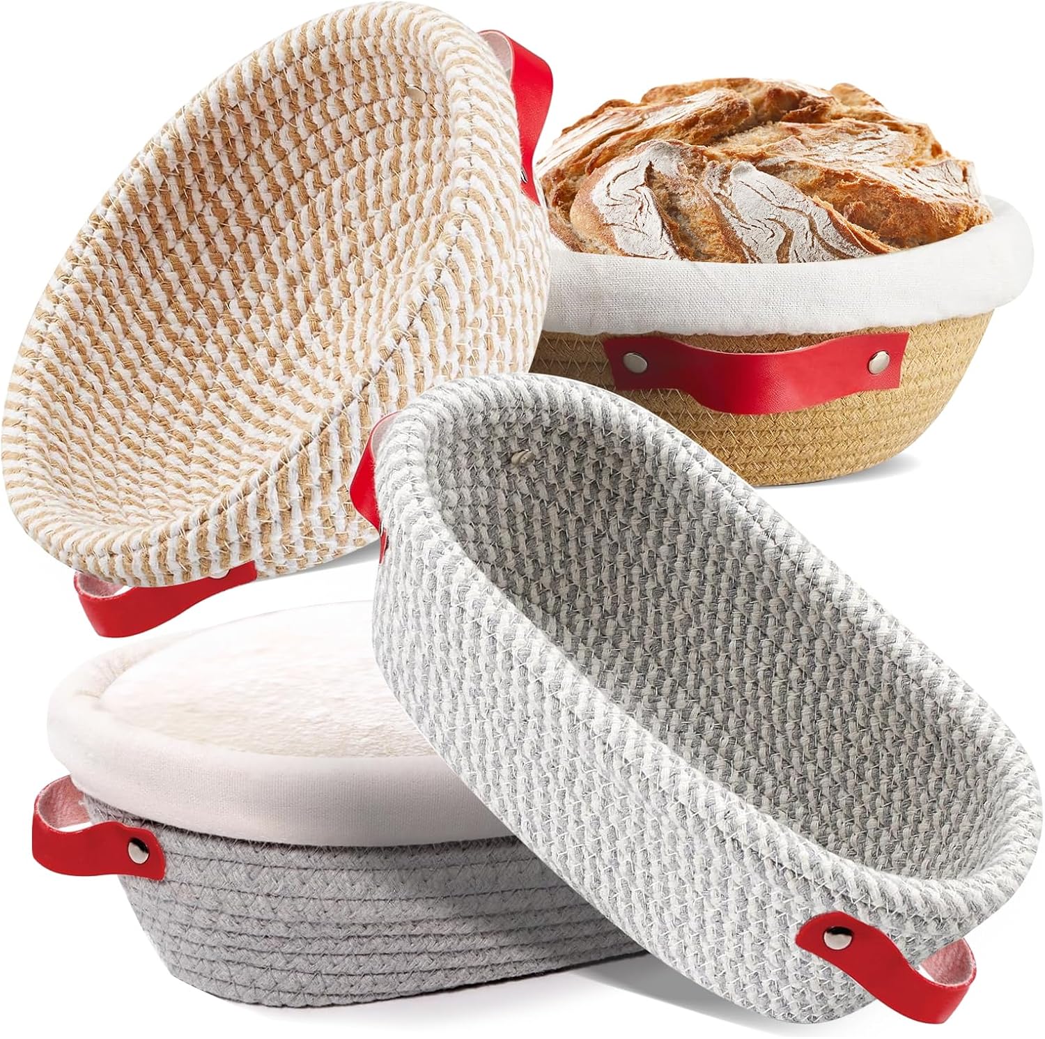 Cotton Rope Banneton Bread Proofing Basket Set for Sourdough