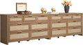 SICOTAS 7 Drawer Dresser for Bedroom Set with Rattan Design