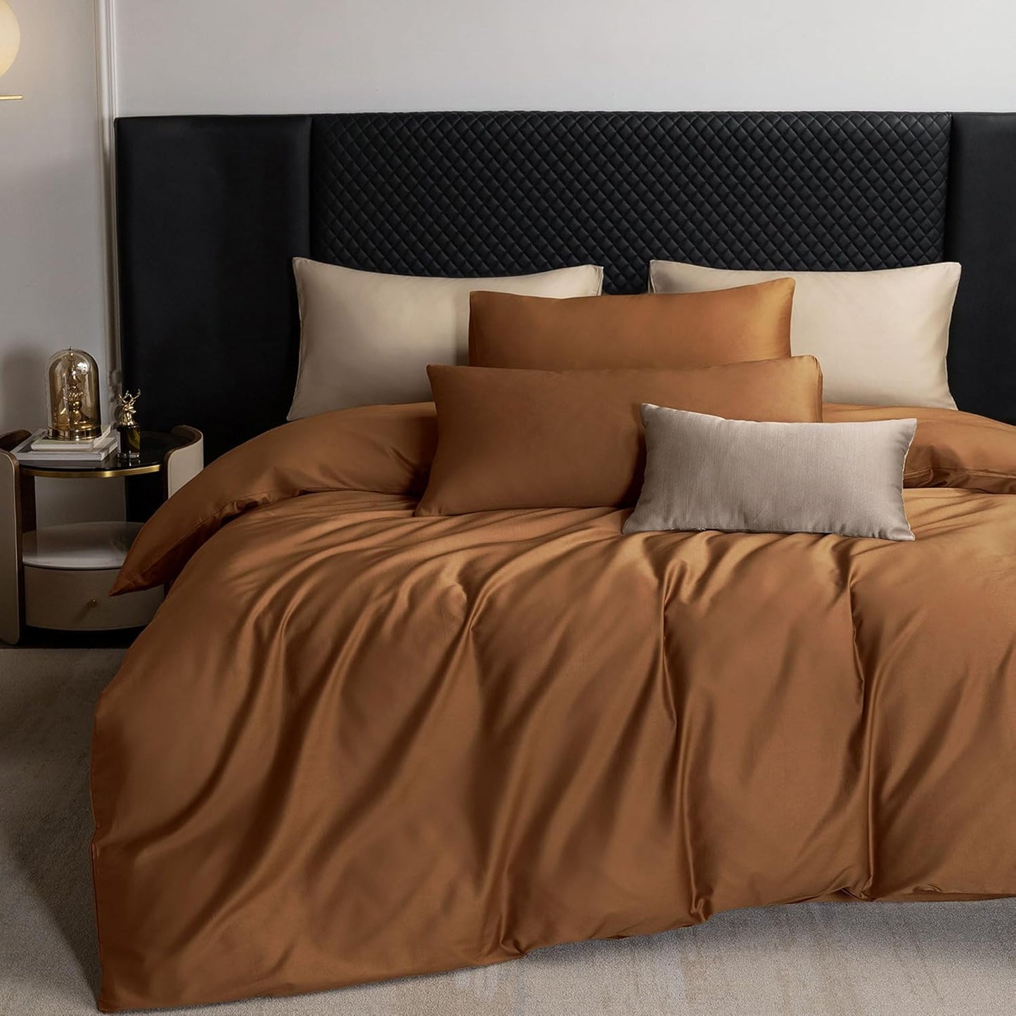 MooMee Duvet Cover Set 100% Cotton Luxury Bedding in Dark Orange