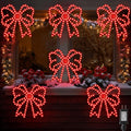 6 Pack Hi Vibrant Twinkling LED Christmas Bow Window Lights - Bright