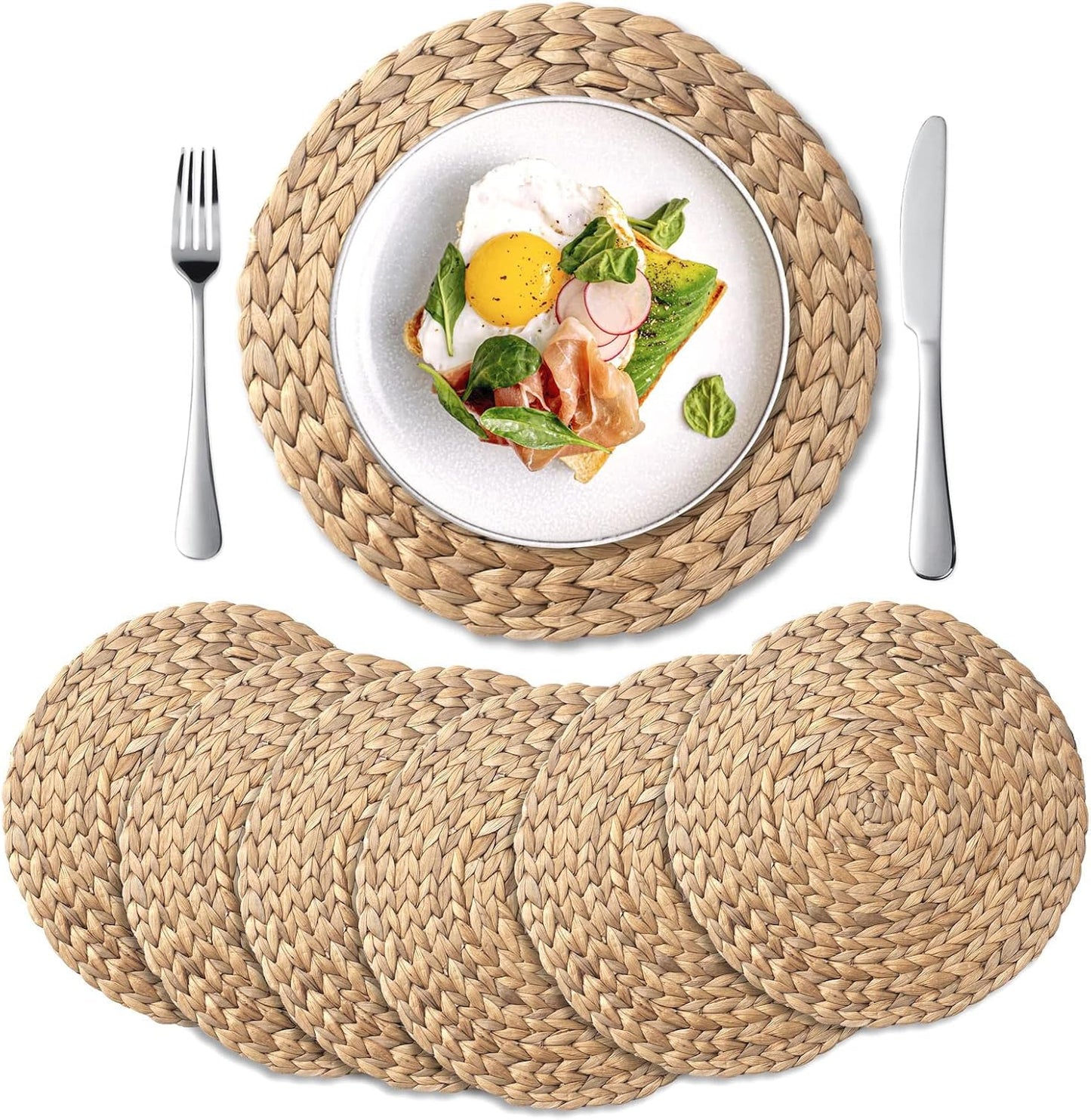 Natural Water Hyacinth Placemats - Set of 6